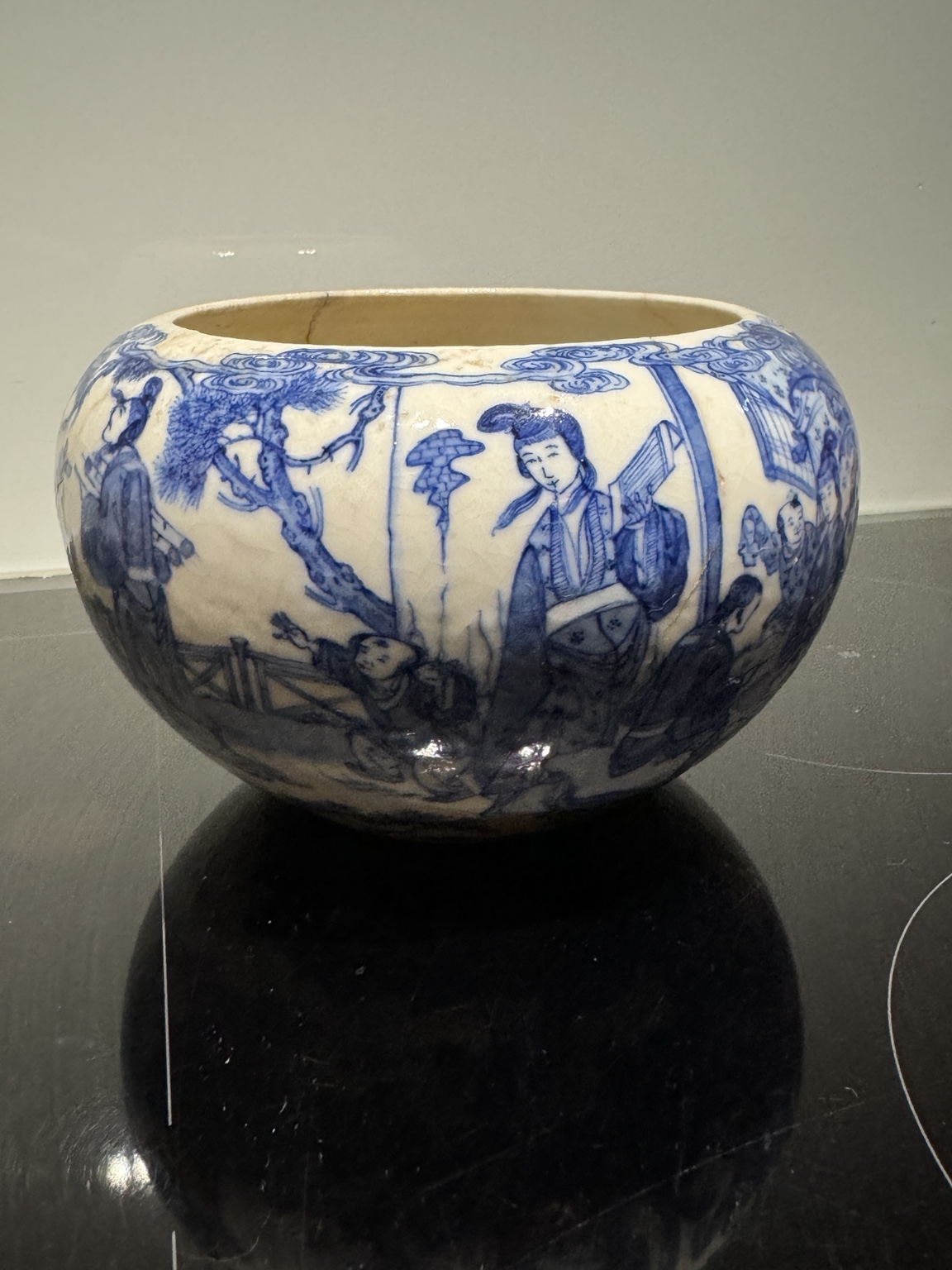 Céramique asiatique ancienne bleu et blanc