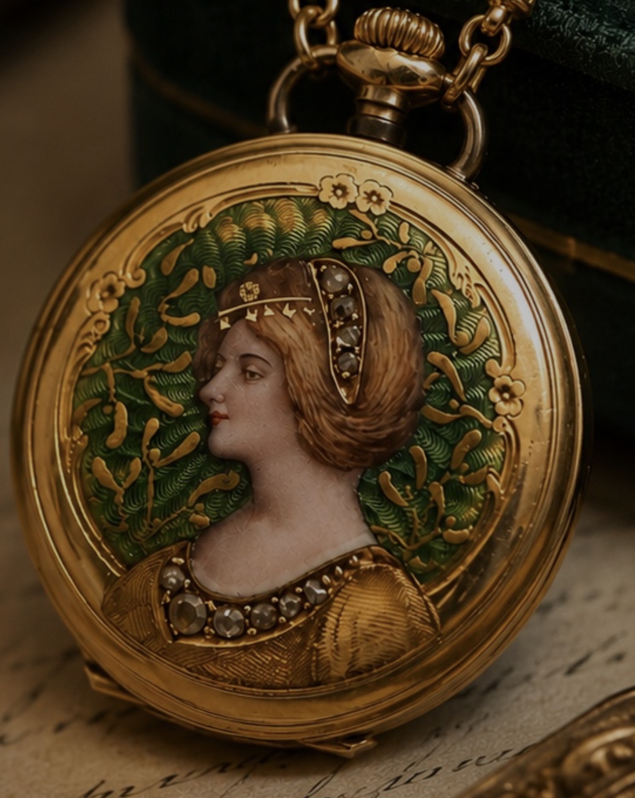 Montre ancienne émaillée et dorée